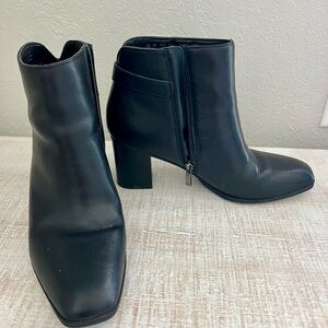 Black Leather Ankle Booties